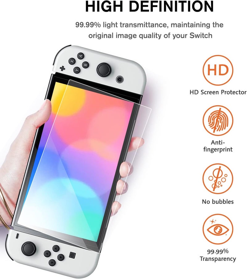 KCT Tempered Glass Screen Protector Compatible with Nintendo Switch OLED Model 2021, EZ Kit, Automatic Alignment - 2 Pack - Image 3